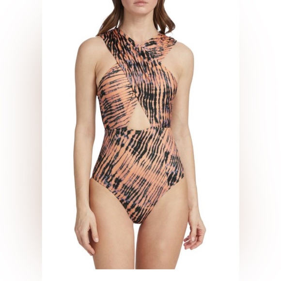 Ulla Johnson Other - Ulla Johnson Keiran Maillot one-piece swimsuit tie dye tiger print, cutout Large